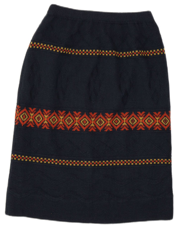 Vintage ženska midi suknja W28 srednje tamnoplava Argyle/Diamond