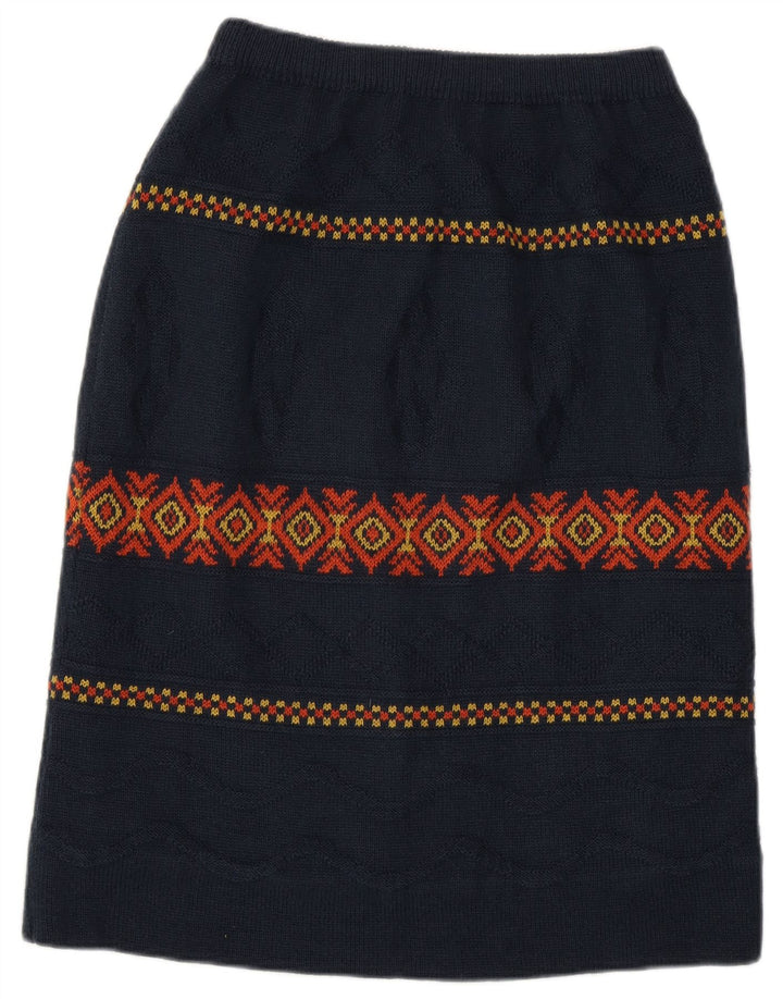 Vintage ženska midi suknja W28 srednje tamnoplava Argyle/Diamond