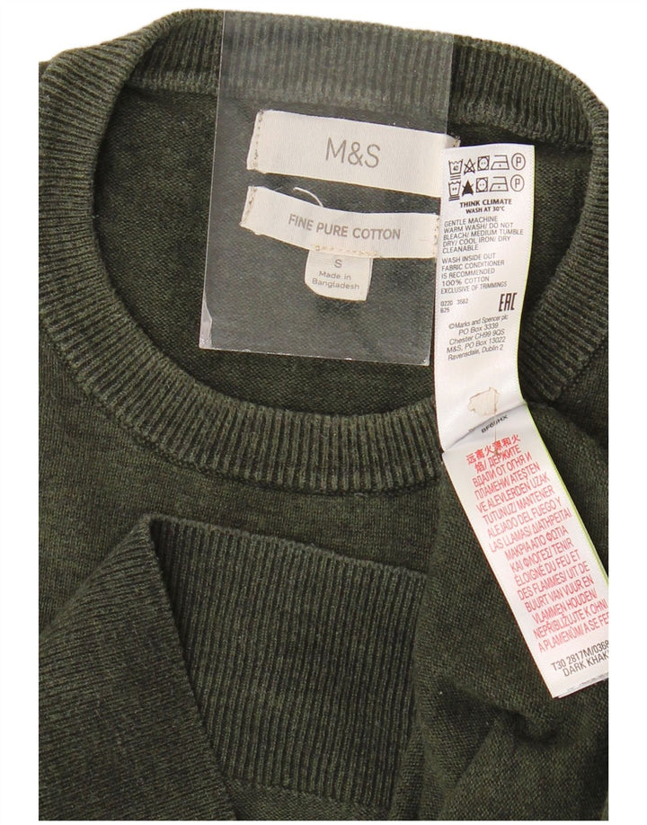 Marks & Spencer, muški džemper s okruglim izrezom, mali kaki pamuk