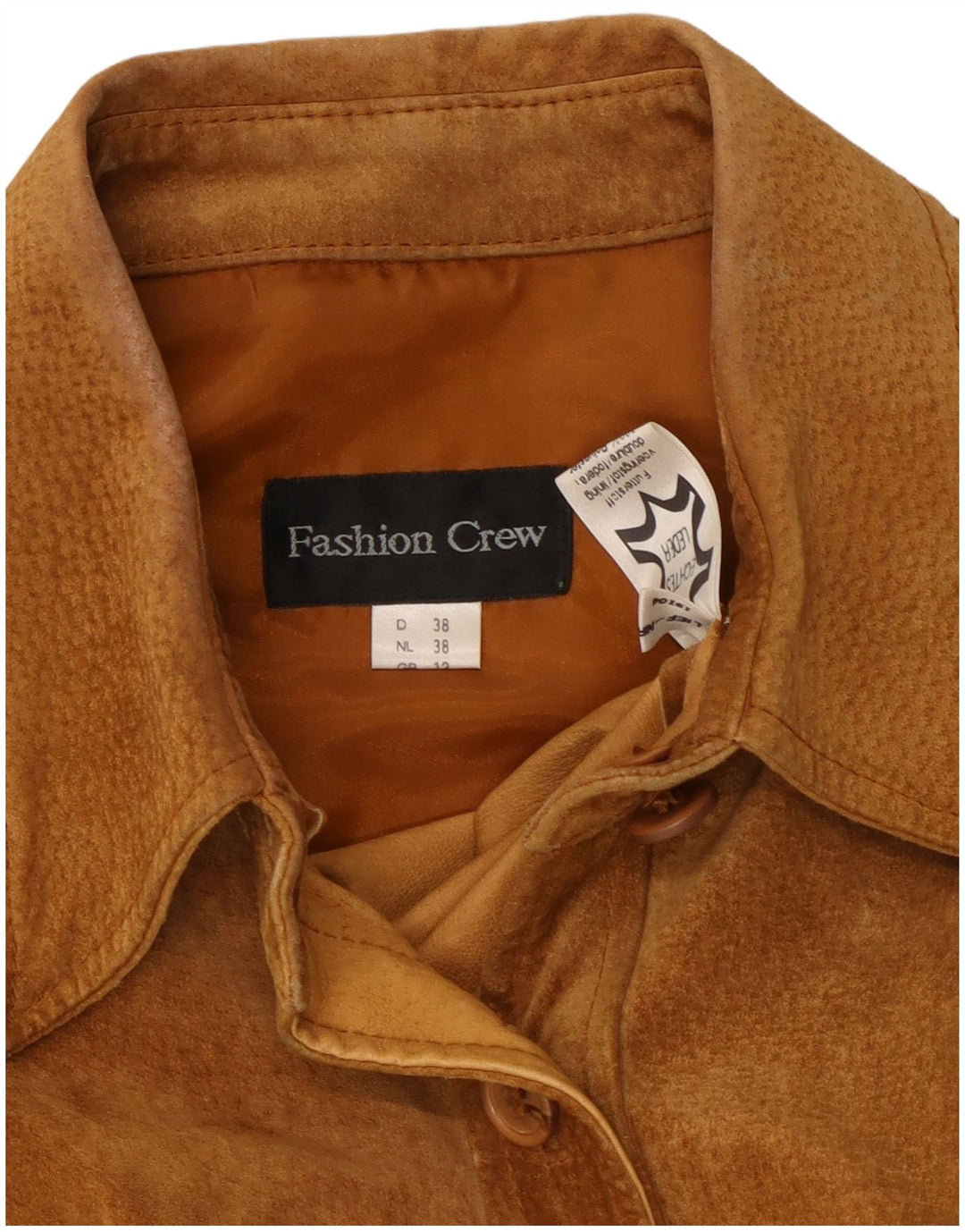 VINTAGE ženska košulja od brušene kože UK 12 Srednje bež koža