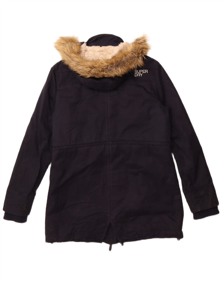 Superdry ženska jakna parka s kapuljačom UK 18 XL tamnoplavi poliester