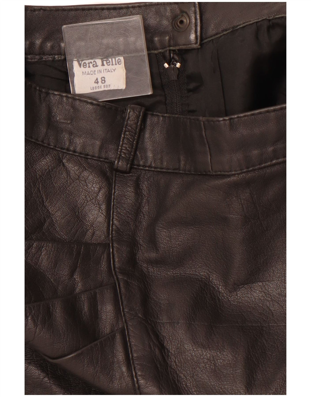 VINTAGE ženska kožna suknja visokog struka IT 48 XL W28 crna koža