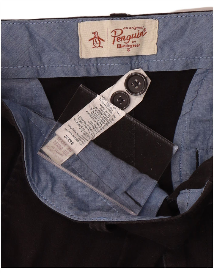 PENGUIN Muške ravne chino hlače W34 L32 crni pamuk