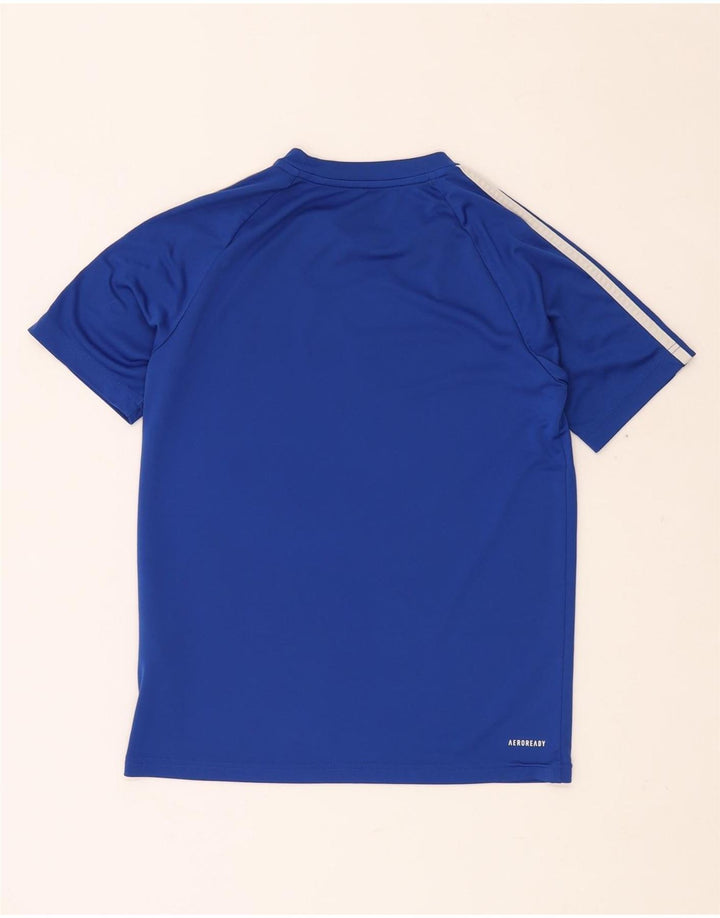 ADIDAS Boys Aeroready T-Shirt Top 13-14 Years Blue Poliester