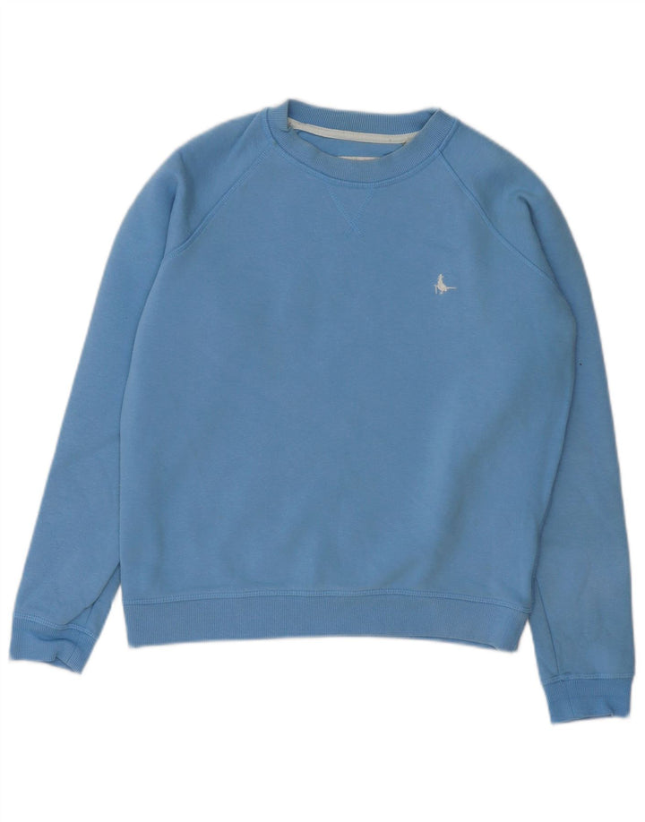 JACK WILLS Ženska velika majica s kratkim rukavima UK 8 Mali plavi pamuk