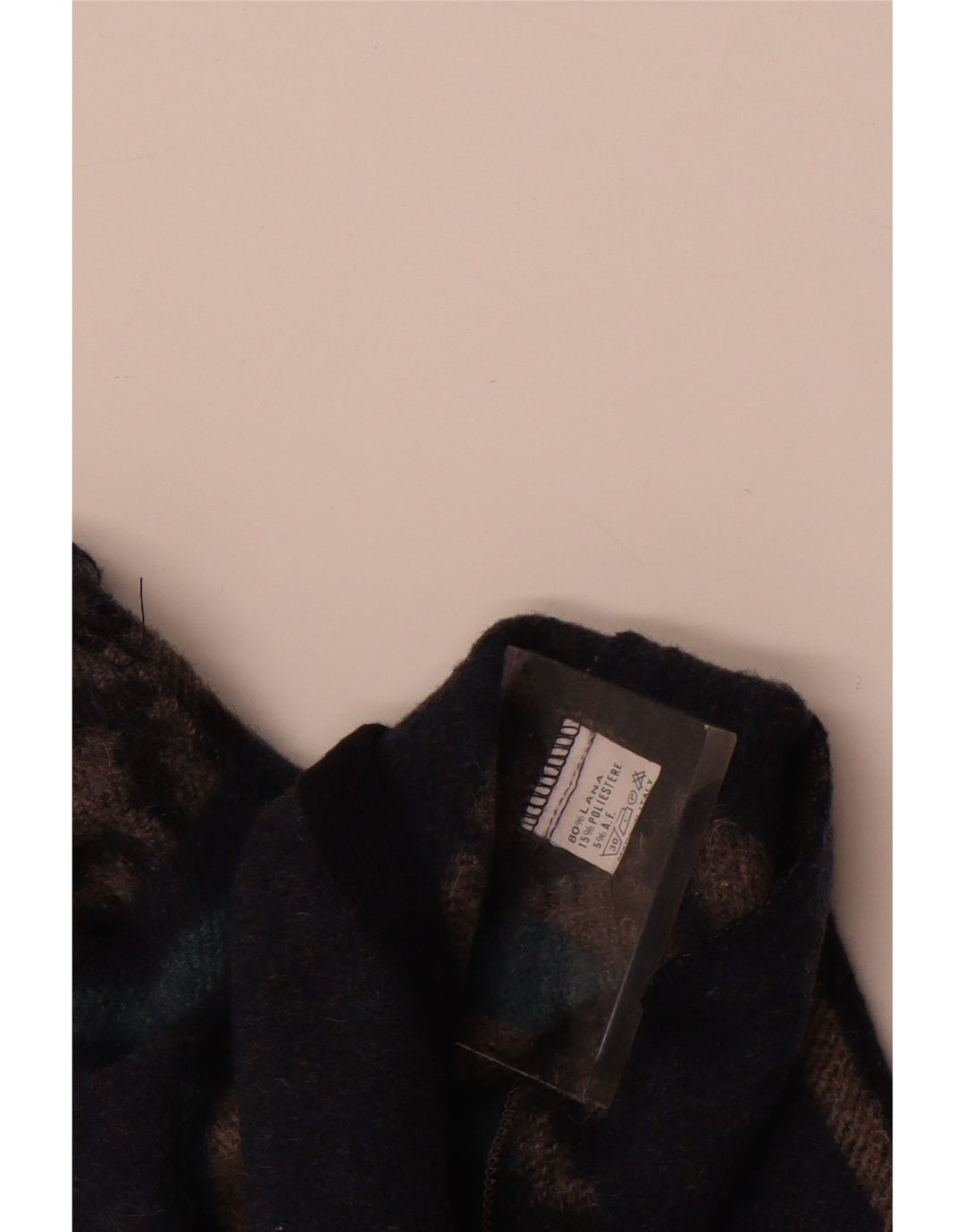 Vintage muški prsluk srednje plave vune Fair Isle