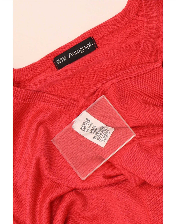Marks & Spencer muški pulover s autogramom V-izreza, veliki crveni akril