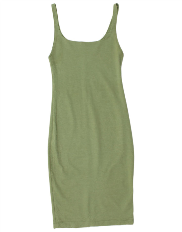 ZARA Womens Sleeveless Bodycon Dress UK 12 Medium Green Polyester