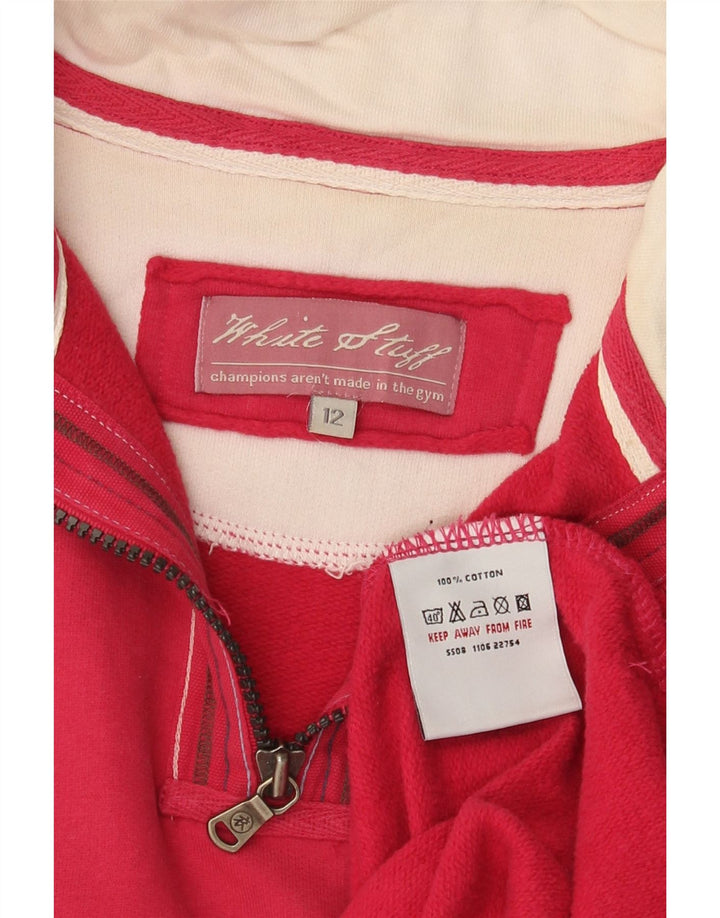 Bijeli ženski džemper s izrezom s patentnim zatvaračem UK 12 srednje ružičasti pamuk