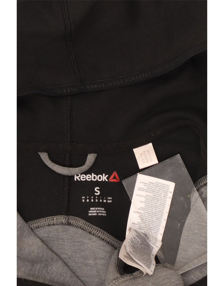 REEBOK muški pulover s kapuljačom na patentni zatvarač mali sivi poliester u blokovima boja