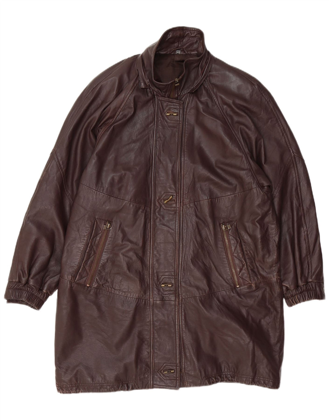 VINTAGE ženski preveliki kožni kaput EU 40 srednje smeđe kože