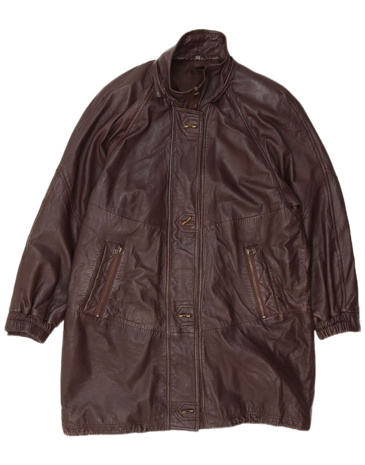 VINTAGE ženski preveliki kožni kaput EU 40 srednje smeđe kože