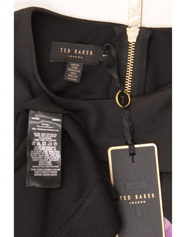 Ted Baker ženska haljina s peplumom 3/4 rukava veličina 1 XS crna cvjetna poliester