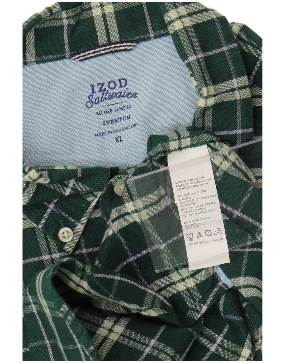 Izod muška rastezljiva majica XL zeleni karirani pamuk