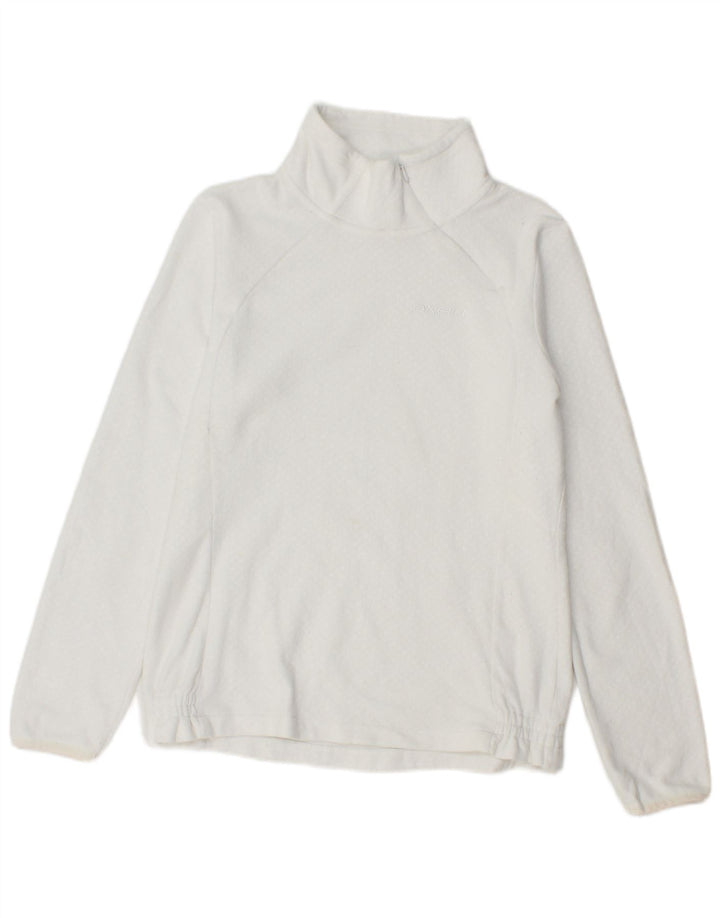 O'NEILL Womens Zip Neck Fleece Jumper UK 14 Medium White Polyester