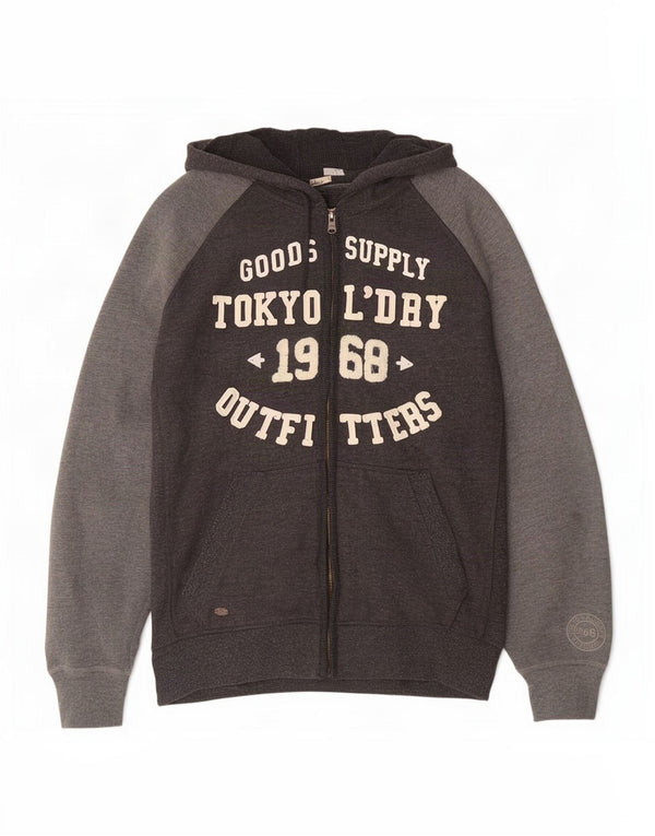 Superdry muški pulover s kapuljačom s patentnim zatvaračem Veliki sivi pamuk u blokovima boja