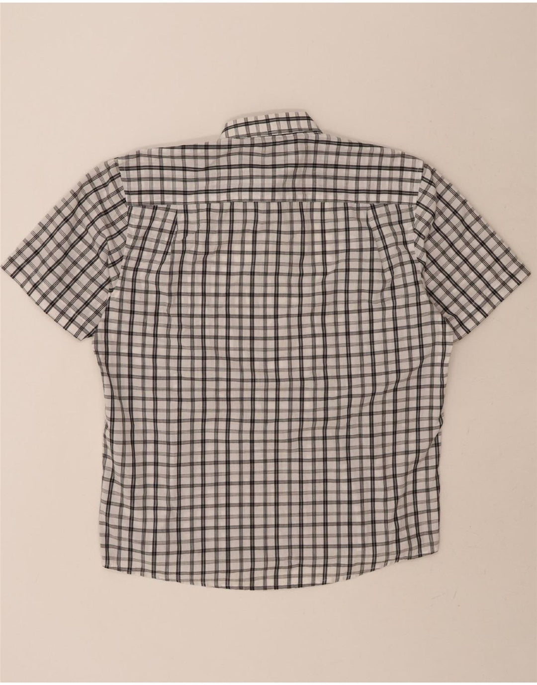 PIERRE CARDIN Mens Regular Fit Short Sleeve Shirt XL Black Check Polyester Vintage Pierre Cardin and Second-Hand Pierre Cardin from Messina Hembry 