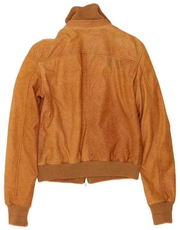 Massimo Rebecchi Womens Bomber Leather Jacket IT 44 Medium Brown