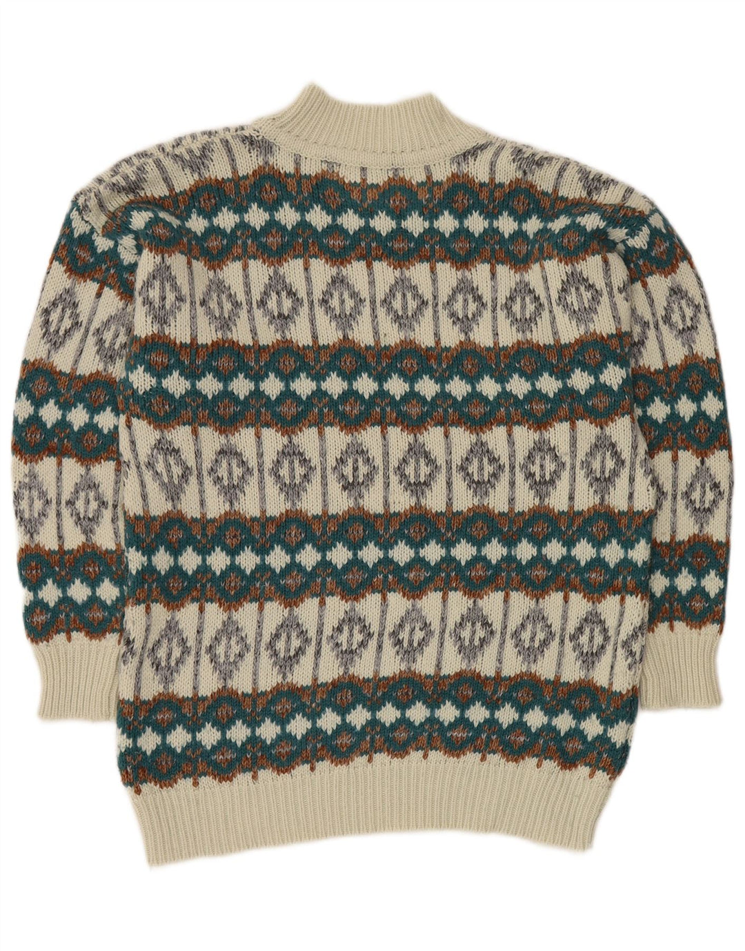 VINTAGE muški džemper s kornjačičastim ovratnikom Srednje bijeli Fair Isle