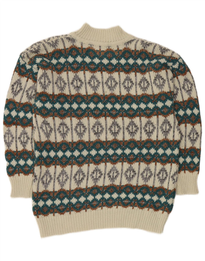 VINTAGE muški džemper s kornjačičastim ovratnikom Srednje bijeli Fair Isle