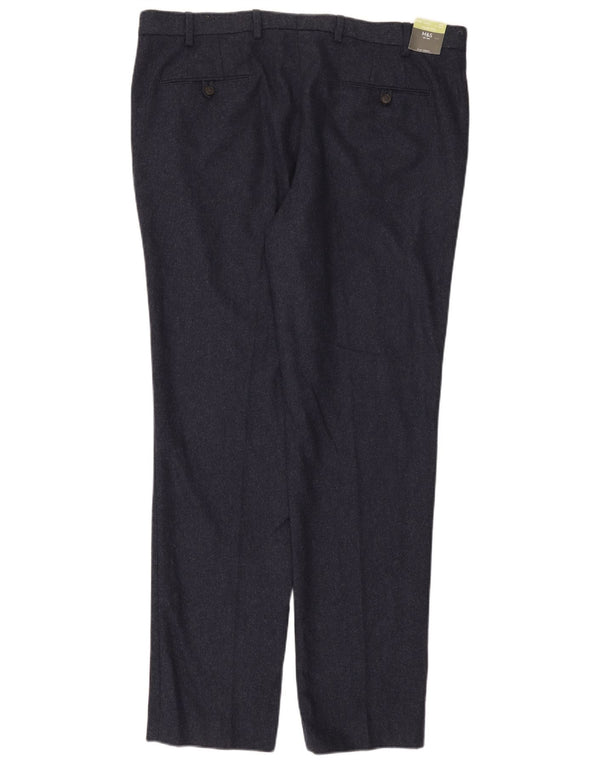 Marks & Spencer muške uske chino hlače W40 L33 tamnoplava vuna