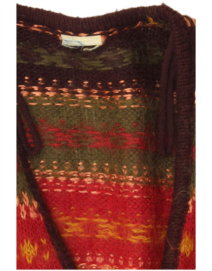 VINTAGE ženski kardigan džemper UK 14 Velike raznobojne pruge