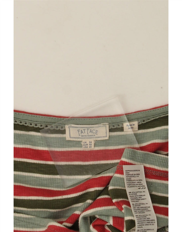 Fat Face Ženska skraćena košulja bluza UK 24 4XL Pamuk na zelene pruge