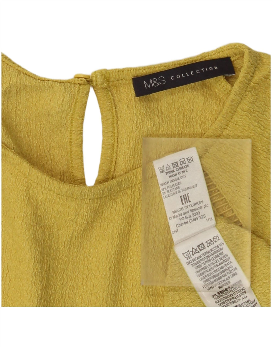 Marks & Spencer ženska majica dugih rukava UK 6 XS žuti poliester