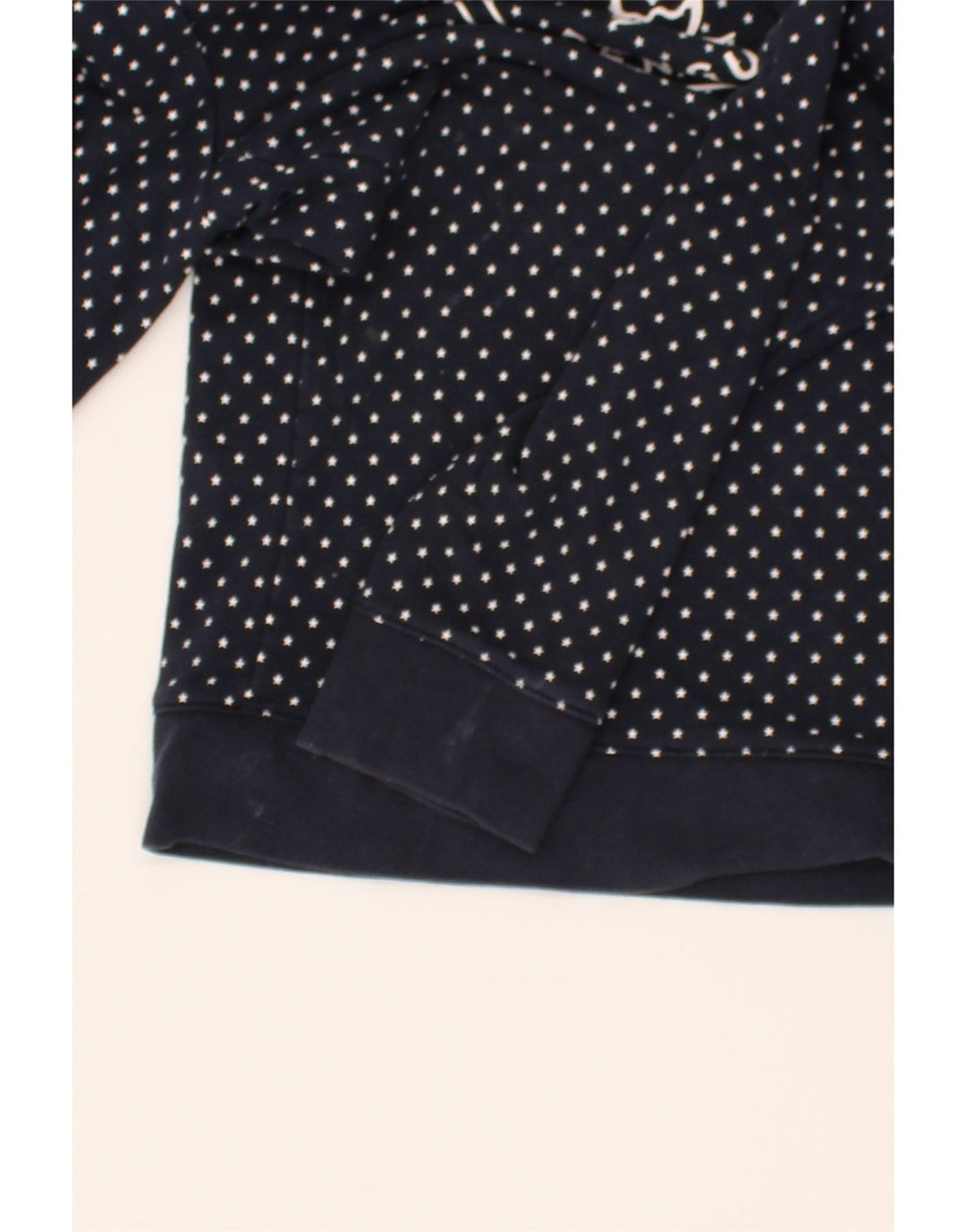 PENGUIN Womens Graphic Sweatshirt Jumper UK 14 Medium Navy Blue Polka Dot Vintage Penguin and Second-Hand Penguin from Messina Hembry 