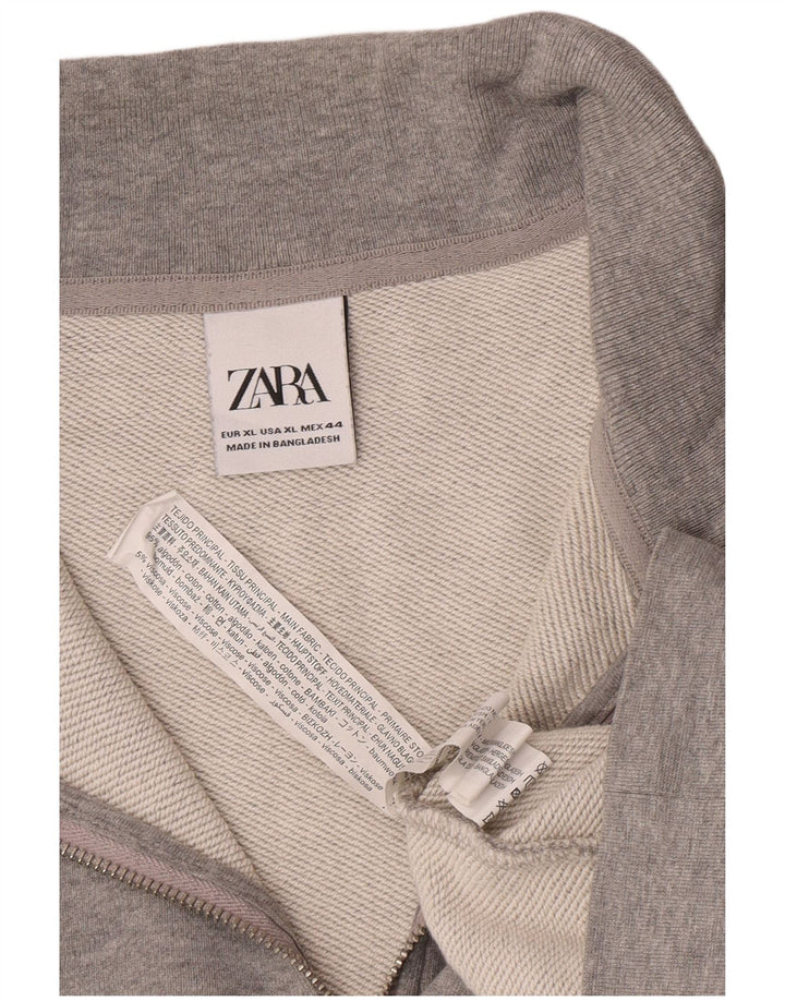 Zara muški džemper XL s patentnim izrezom, sivi pamuk