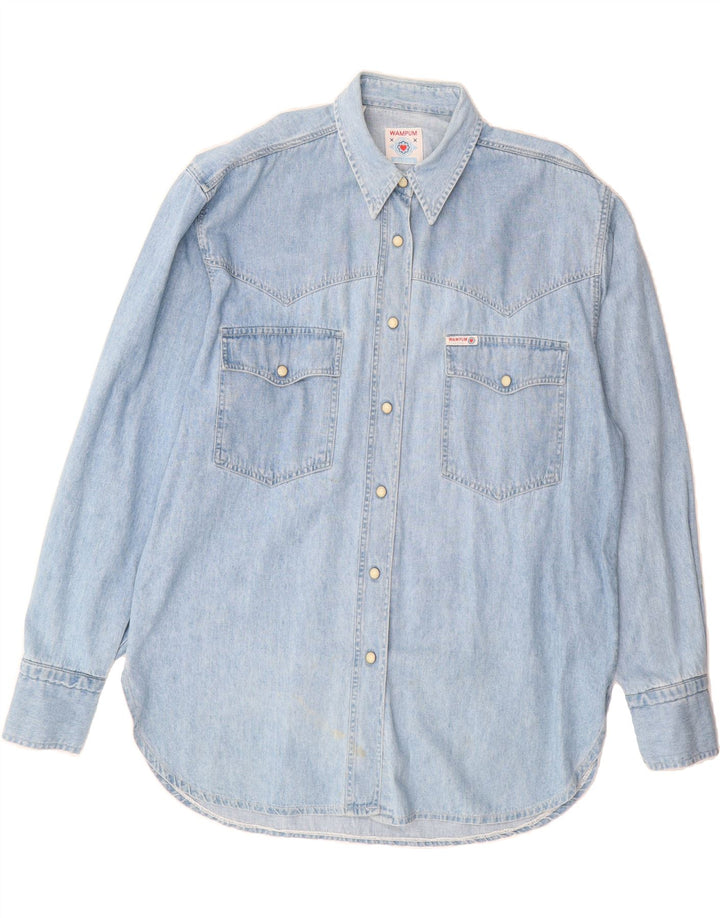 WAMPUM Womens Denim Shirt UK 14 Medium Blue Vintage Wampum and Second-Hand Wampum from Messina Hembry 