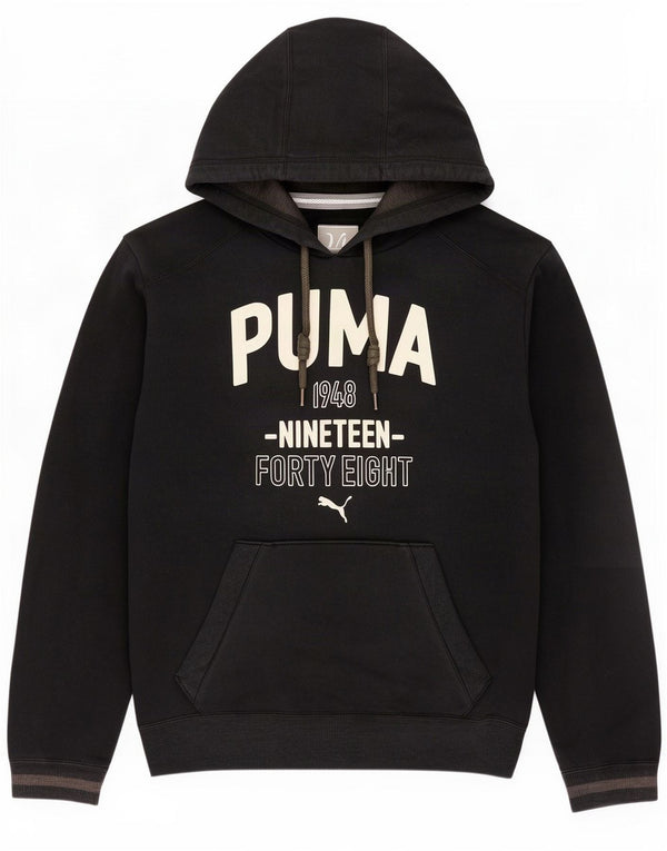 Puma muška majica s kapuljačom srednje veličine, crni pamuk