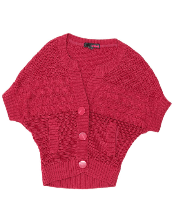 Vintage ženski kardigan džemper s krilima šišmiša UK 14 Veliki ružičasti