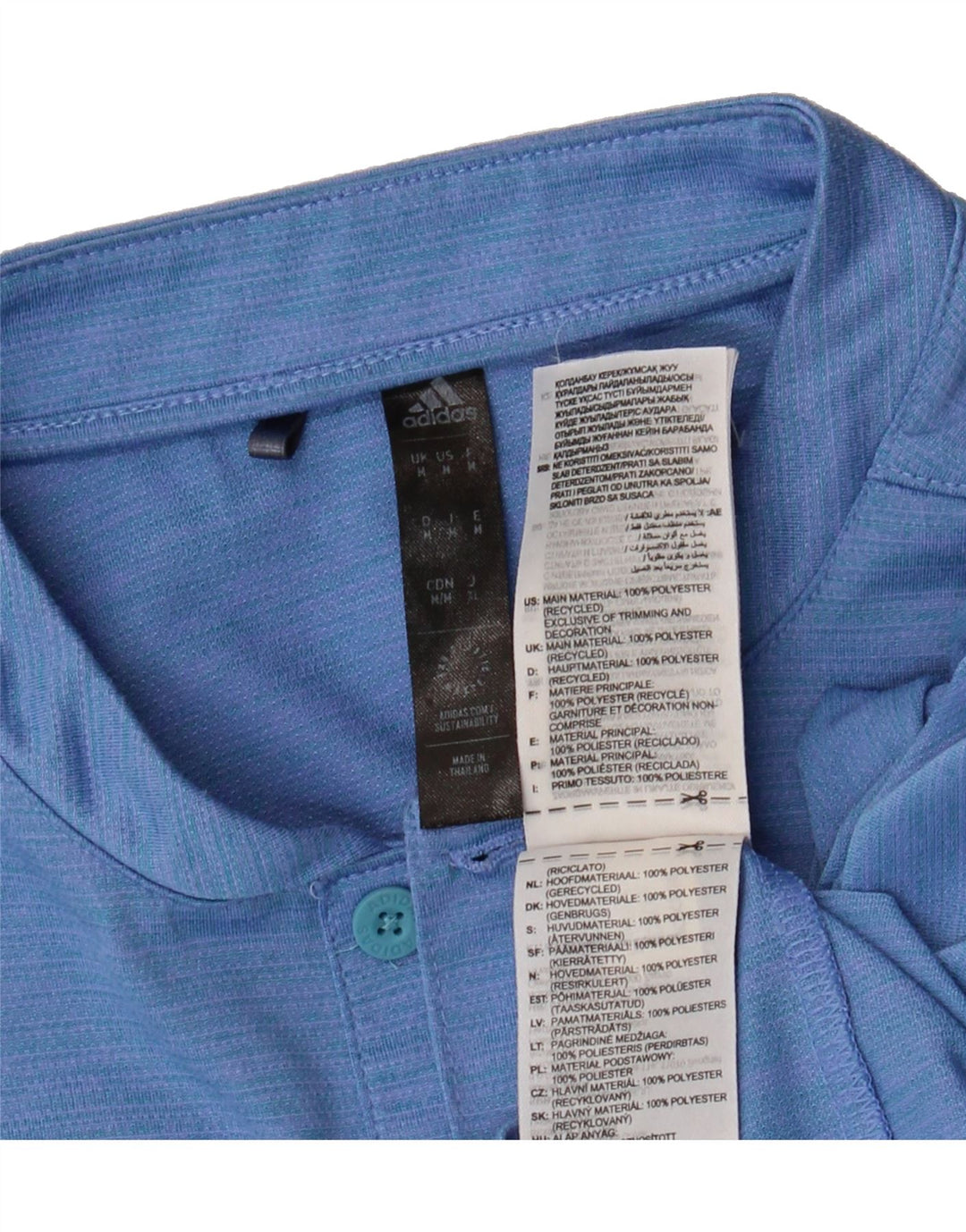 ADIDAS Mens T-Shirt Top Medium Blue Polyester Vintage Adidas and Second-Hand Adidas from Messina Hembry 