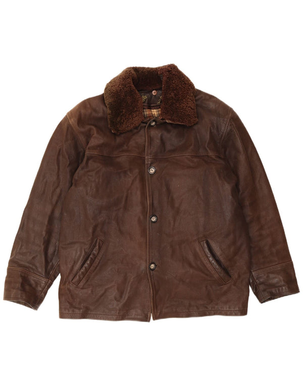 VINTAGE muška kožna jakna UK 40 velika smeđa koža