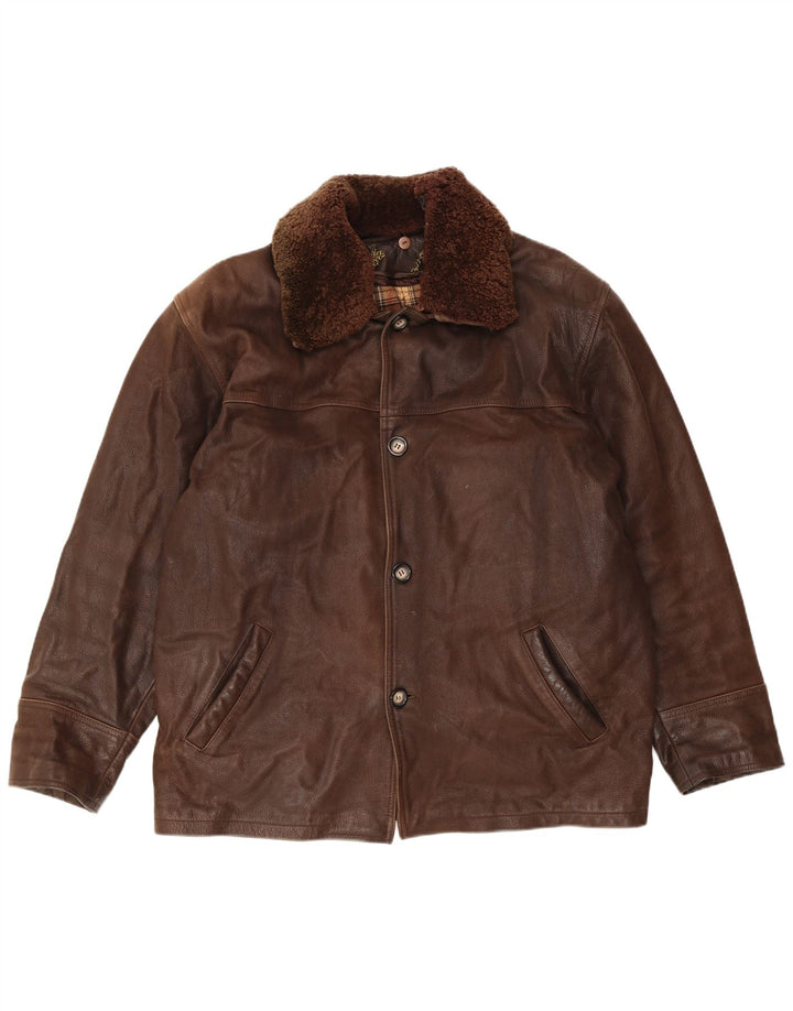 VINTAGE muška kožna jakna UK 40 velika smeđa koža