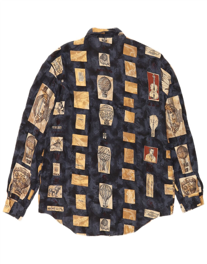Vintage ženska košulja EU 38 srednje tamnoplava patchwork viskoza