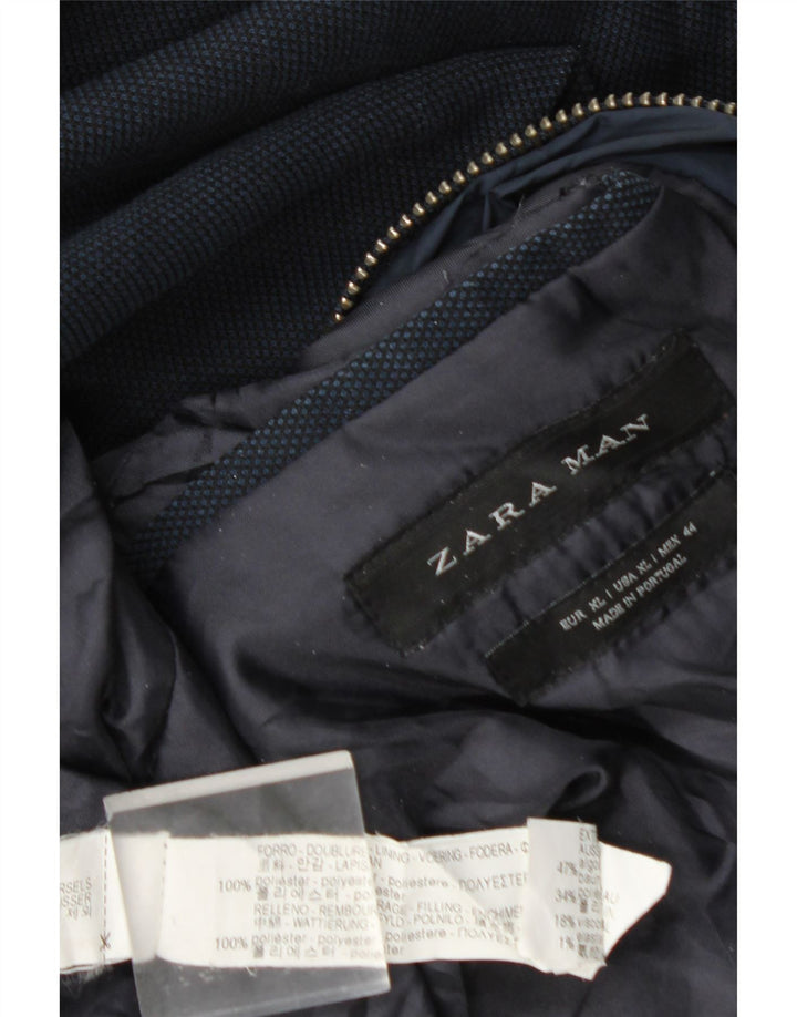 Zara muška bomber jakna UK 42 XL tamnoplavi karirani poliester