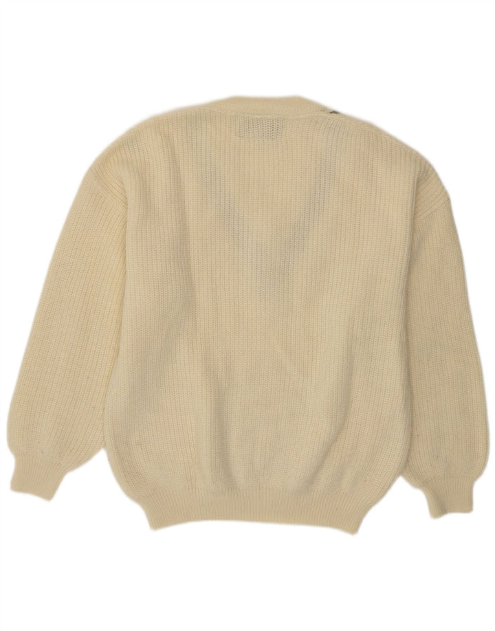 Muški džemper s V-izrezom XL od bijele cvjetne nove vune Il Granchio