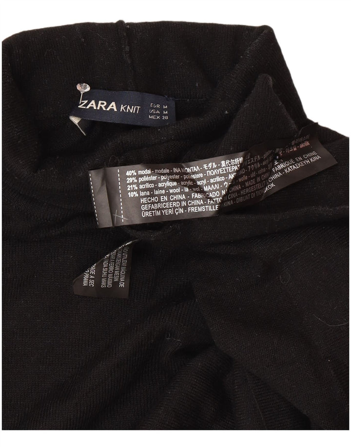 Zara ženski pulover s rol izrezom UK 14 Srednje crni modal