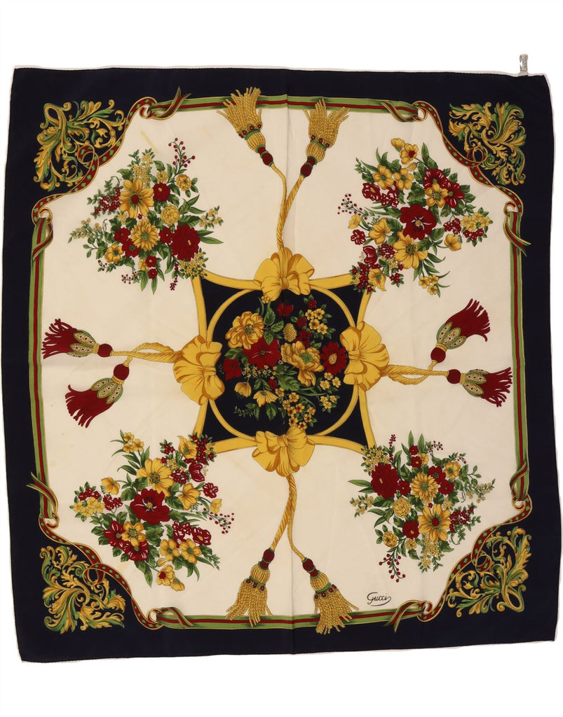 GUCCI Womens Square Scarf One Size Multicoloured Floral Silk Vintage Gucci and Second-Hand Gucci from Messina Hembry 