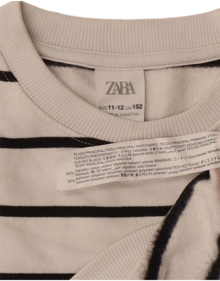 Zara Boys Sweatshirt Džemper 11-12 godina, bijeli pamuk na pruge