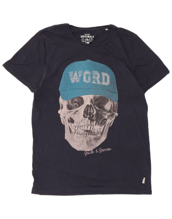 Velika muška majica s grafičkim motivima Jack & Jones, tamnoplavi pamuk