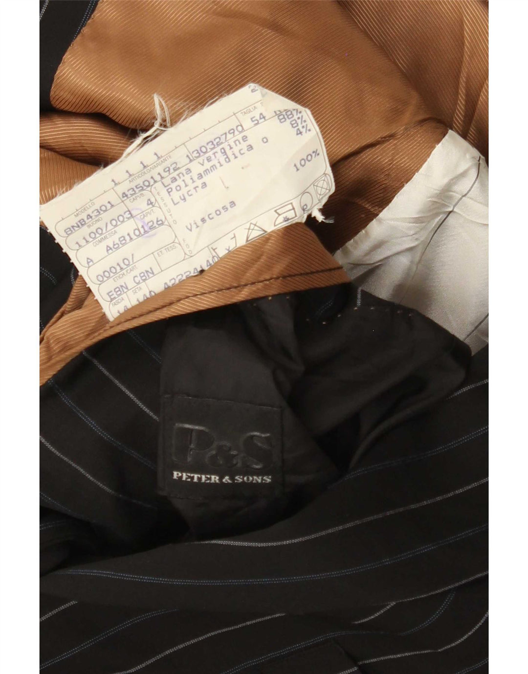 Peter & Sons muška jakna sa 3 gumba IT 54 2XL vunena crna prugasta