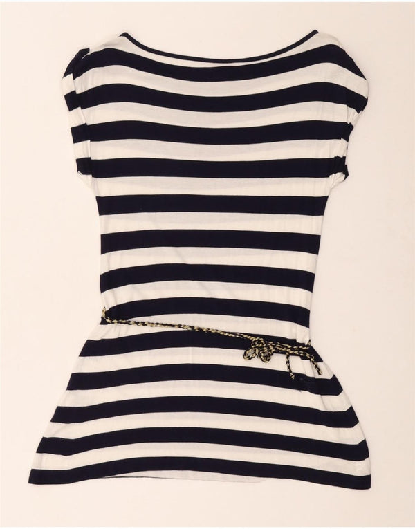 MONSOON ženski gornji dio tunike UK 12 srednje tamnoplave prugaste viskoze