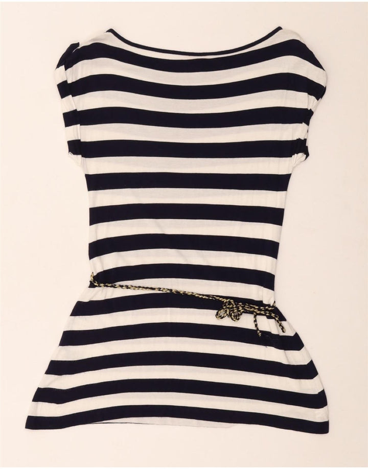 MONSOON ženski gornji dio tunike UK 12 srednje tamnoplave prugaste viskoze