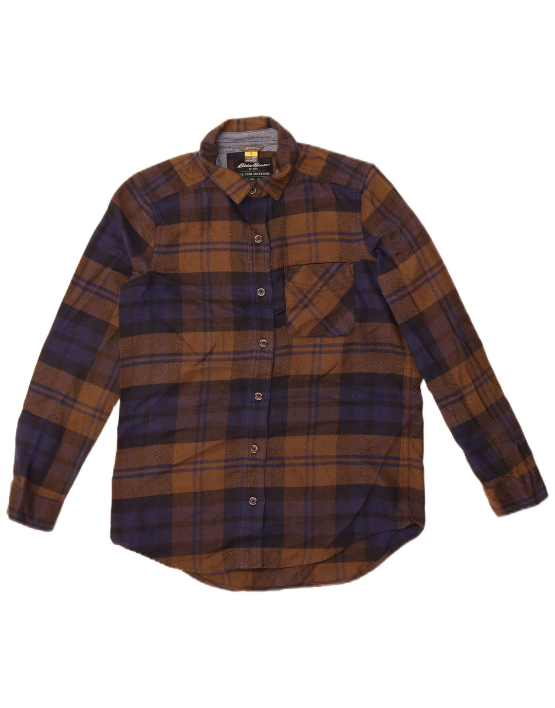 Eddie Bauer ženska prevelika košulja od flanela UK 6 XS smeđi karirani poliester
