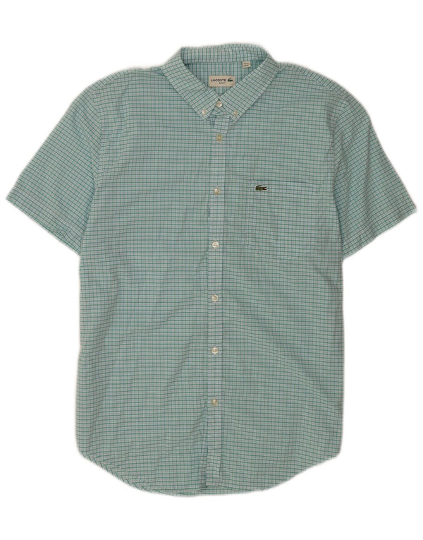 Lacoste muška uska košulja kratkih rukava veličina 44 XL tirkizna gingham