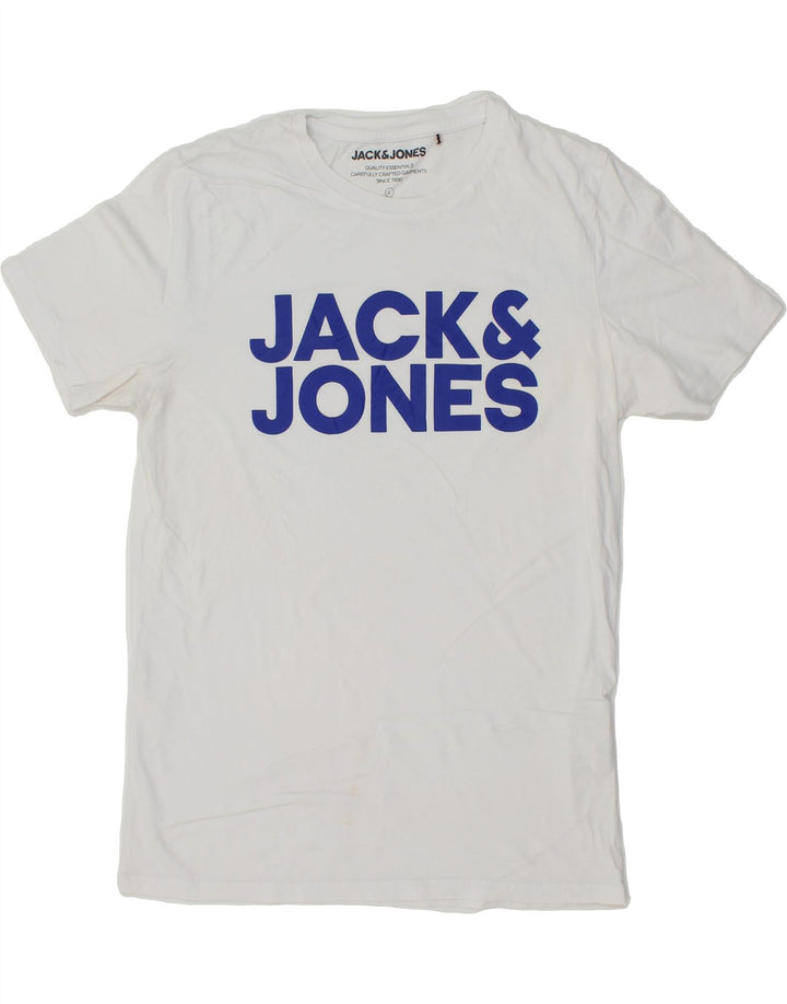 JACK & JONES Mens Graphic T-Shirt Top Large White Cotton Vintage Jack & Jones and Second-Hand Jack & Jones from Messina Hembry 