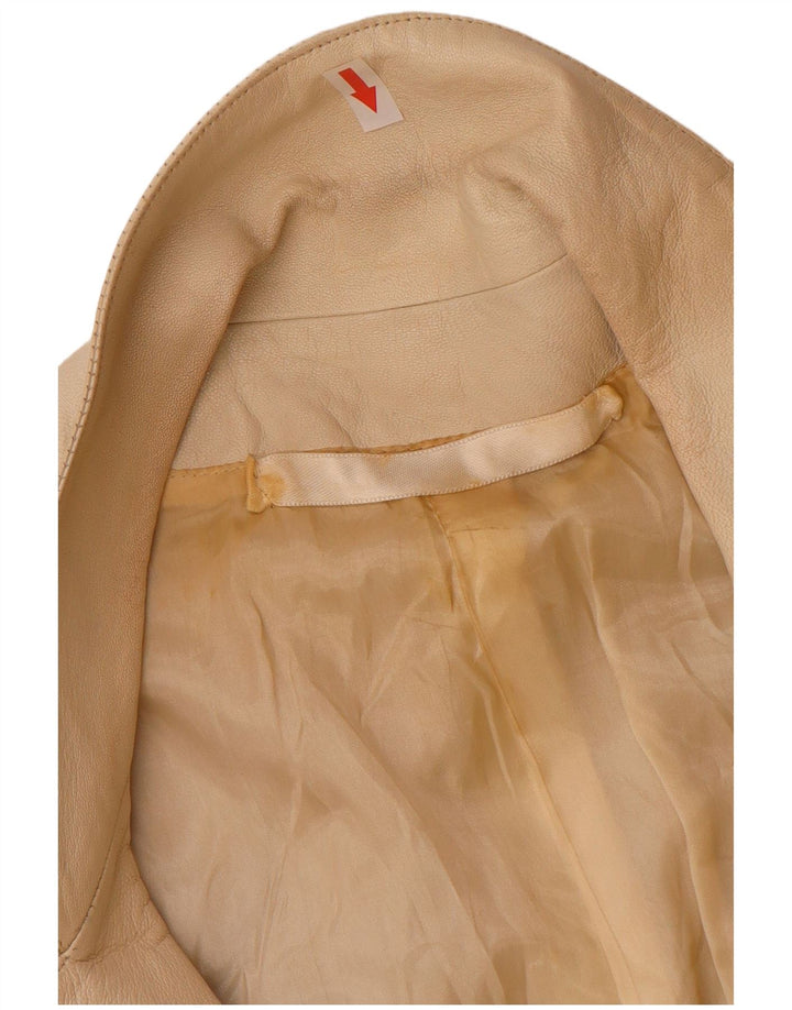 Vintage ženska kožna jakna s dvostrukim kopčanjem UK 12 Srednje bež